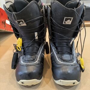 Black Snowboard Boots with Yellow Accents